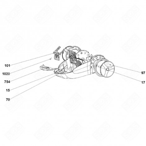 ROUE ARRIÈRE (REPÈRE 17) ASPIRATEUR - 49025413