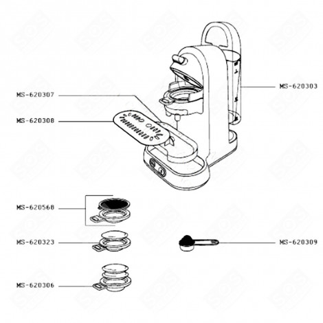 SUPPORT 2 DOSETTES (REPÈRE MS-620306) CAFETIÈRE, MACHINE À CAFÉ - MS-620306