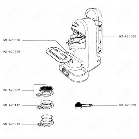 GRILLE REPOSE TASSES (REPÈRE MS-620308) CAFETIÈRE, MACHINE À CAFÉ - MS-620308