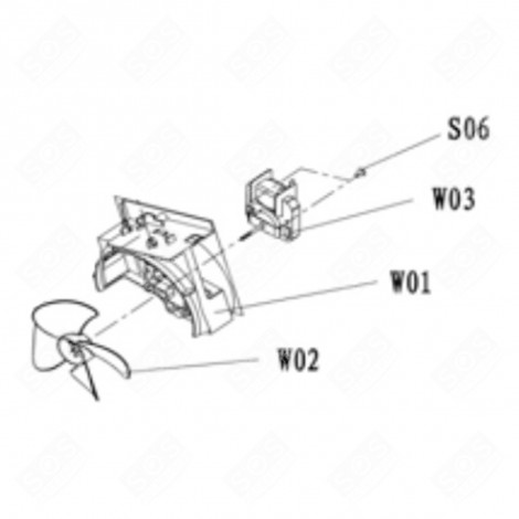 MOTEUR + VENTILATEUR (REPÈRE W03) FOUR, CUISINIÈRE - CU003956